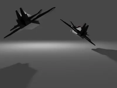 3D Low Poly Plane two fighter jets flying in air 3D model