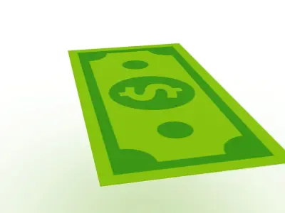 Cartoon Money Bill Low-poly 3D model