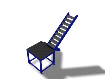 Industrial ladder with steel grating steps 3D model