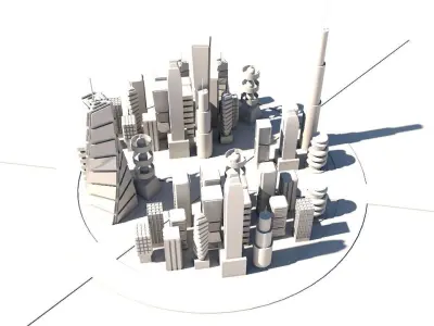16 Buildings Pack Sci-Fi Cityscape Free 3D model