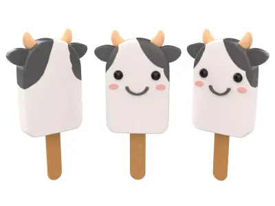 Cartoon Cow Ice Cream Cute Low-poly 3D model