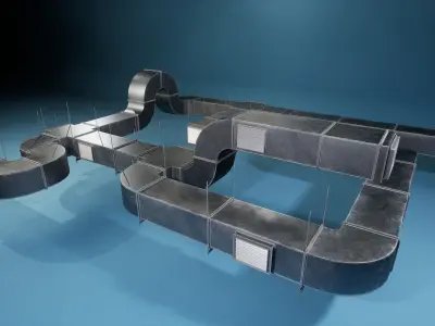 Game-ready PBR  Industrial Modular Vent System - Low poly Low-poly 3D model