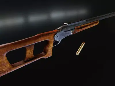 700 Nitro Express Hunting Gun Low-poly 3D model