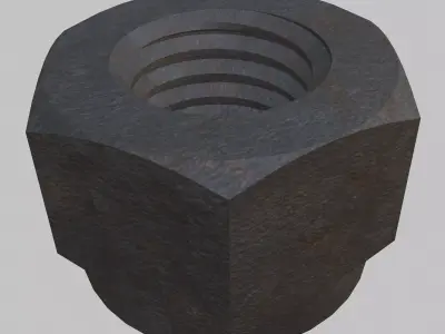 M12 Nut Coarse Threads Lock Type with Rusty Iron Texture 3D model