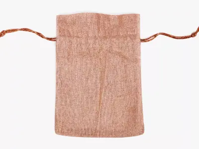 Jute Bag V1 - Flat Burlap Drawstring Pouch 3D model