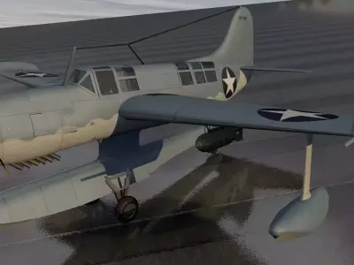 Curtiss SO3C-1 Seamew Low-poly 3D model