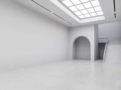 low poly interior space hall 18 3D model