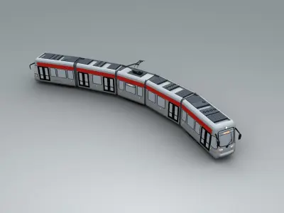 Low Poly Tram 4 metro train - metro train Low-poly 3D model