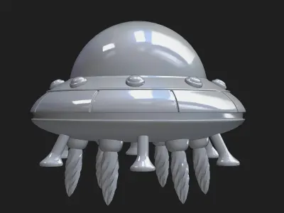 Stylized flying saucer  Low-poly 3D model