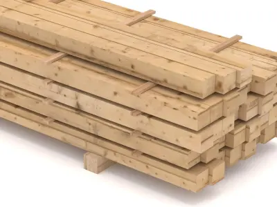 Wooden Beams 01 Low-poly 3D model