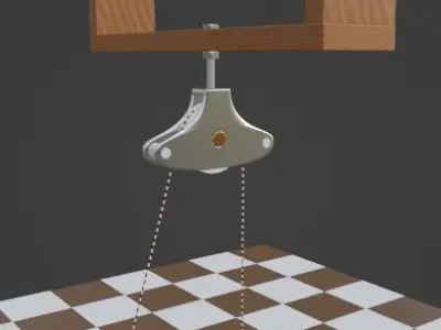 Pulley with clothesline wheel - Polea con rueda de tendedero 3D model