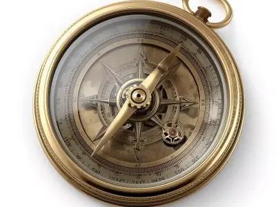 Steampunk Precision Compass 3D Model Low-poly 3D model