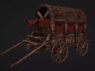 Medieval wagon Low-poly 3D model from CGTrader