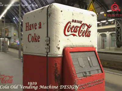 Coca Cola  Old  Middle   Vending Machine  design   Low-poly 3D model