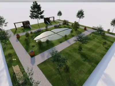 public park-Private Park Landscape 3D model shop