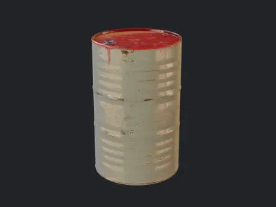 Red Painted Oil Drum Low-poly 3D model