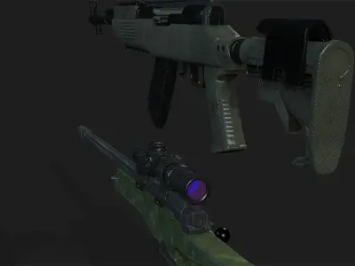 Awm and sks 3d modle Low-poly 3D model