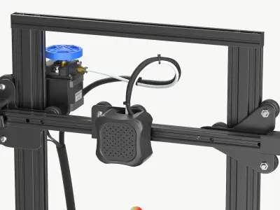 Desktop 3D Printer with Printed Figurine Black 3D model