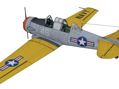 North American T-6 Texan Low-poly 3D model