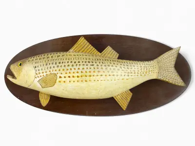 Carved Wood Fish Wall Hung Sculpture 3D model