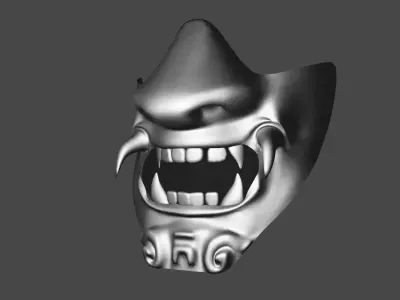 Game ready mesh and textures Samurai mask 3D model
