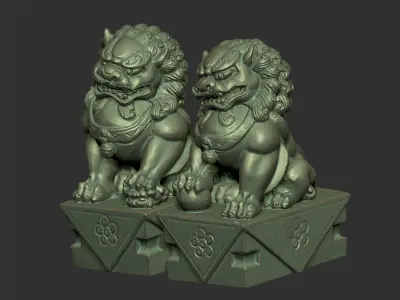 guardian lions 3D print model