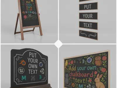 Heritage Style Signage Collection - Customizable Chalkboards 3D model