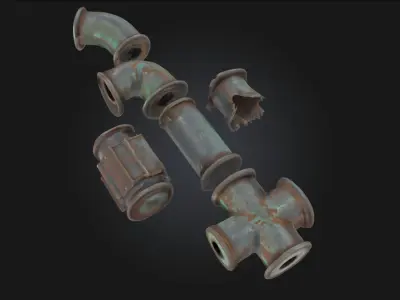Industrial Pipe Components Modular Pipe System 3D model