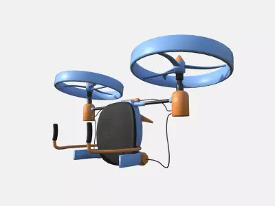 Jetpack Electric B09 Blue Orange  - SciFi Character Design Low-poly 3D model