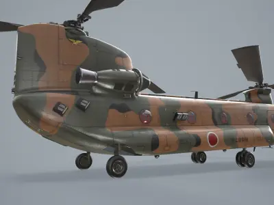 CH-47J Chinook JGSDF Complex Animation Low-poly 3D model