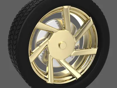 Simple Gold Wheel 3 3D model