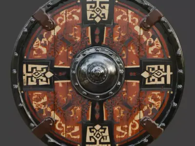 Viking Round Shield 3D Model v01 Low-poly 3D model