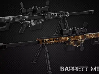 M107a1 Barrett Sniper Rifle Low-poly 3D model
