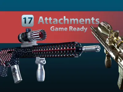 M4 - 17 Attachments - 15 Skins- Vol 00 - Game Ready Low-poly 3D model