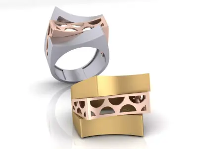 2 part bypass gold ring 3D print model