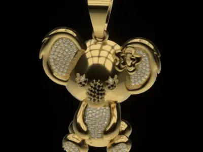 MEDALLA DE KOALA  CON FLOR - KOALA PENDANT WITH FLOWER 3D print model