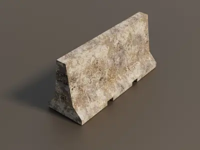 Concrete barrier  Low-poly 3D model
