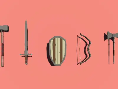 Huge Lowpoly Medieval Weapon Pack Low-poly 3D model