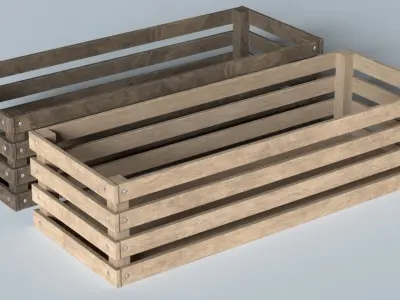 Long Wooden Crates Low-poly 3D model