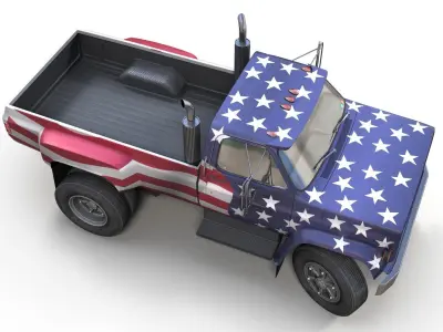 80s custom pickup truck Low-poly 3D model
