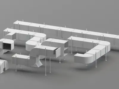 rooftop parts  Low-poly 3D model