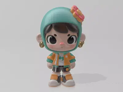 Trendy Hooded Girl 3D model