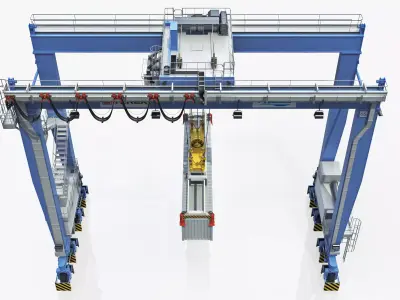Rubber-Tyred Gantry Crane 3D model