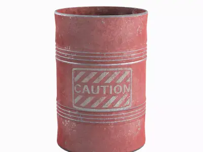 Old Steel Barrel Set Low-poly 3D model
