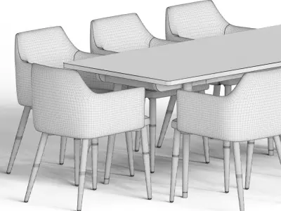 Dining Set modern table and chairs 3D model