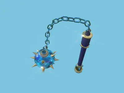 Medieval Flail 08 Water - Character Fantasy Weaponry Low-poly 3D model