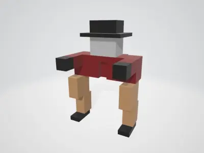 Crossy Road type game Reindeer and Rider Low-poly 3D model