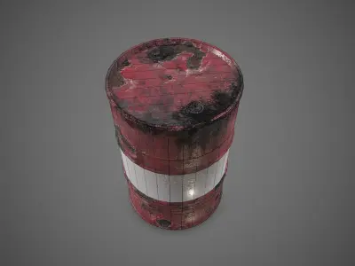 Low poly rusty Oildrum 01 PBR Game-ready Low-poly 3D model