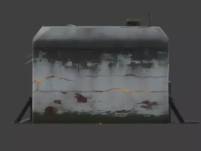 Destroyed Military Bunker with Lava Cracks 3D Model V02 Low-poly 3D model