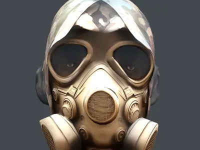 Gas mask helmet 3d model military combat Low-poly  Low-poly 3D model get